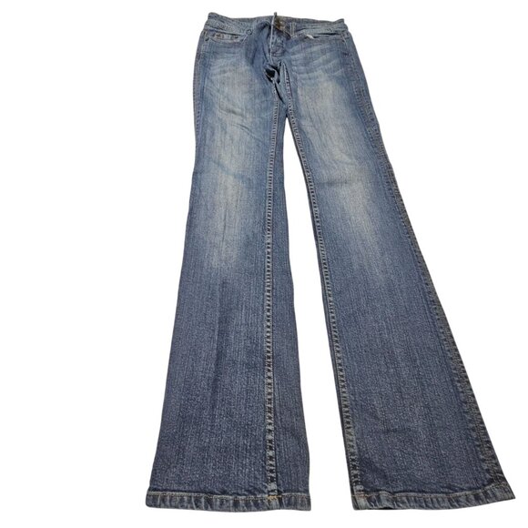 Wet Seal Jeans Womens Size 7 Long Boot Cut Low Rise Medium Wash Denim Pants - Picture 2 of 5